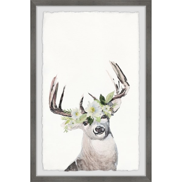 Marmont Hill - Handmade Floral Crowned Reindeer Framed Print