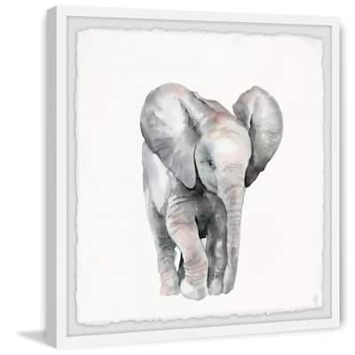 'Lonely Elephant' Framed Painting Print - Multi-Color