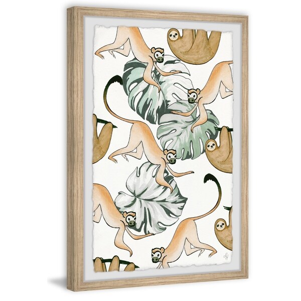 Marmont Hill - Handmade Sloth and Monkeys Framed Print
