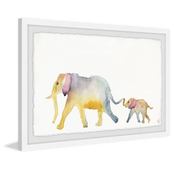 Shop Marmont Hill Handmade Mom And Baby Elephant Framed Print