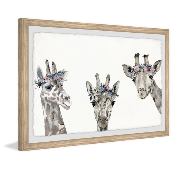 Marmont Hill - Handmade Flower-crowned Giraffes Framed Print