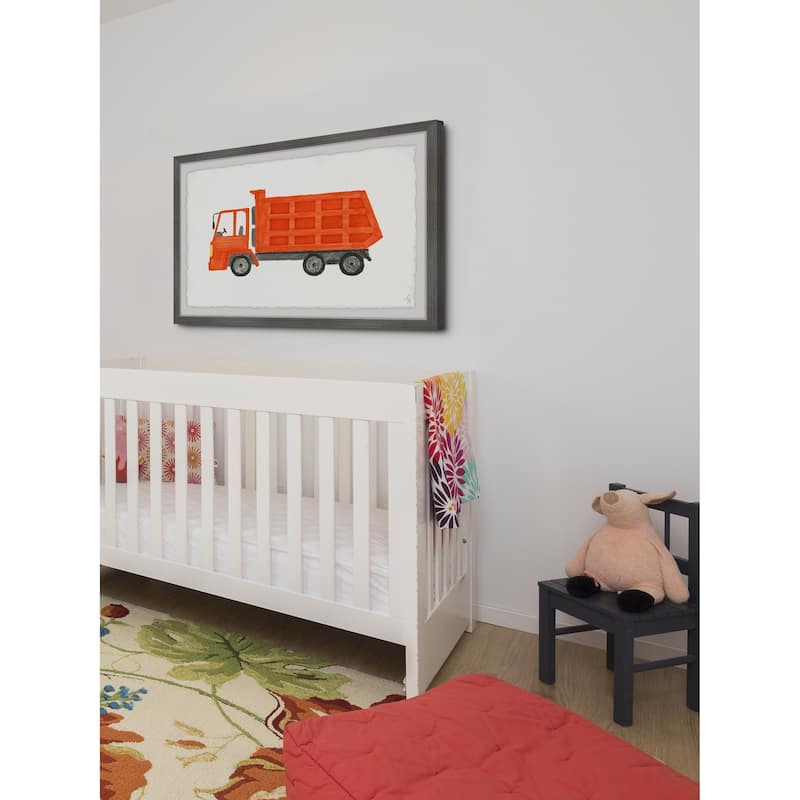 Marmont Hill - Handmade Orange Dump Truck Framed Print - Bed Bath ...
