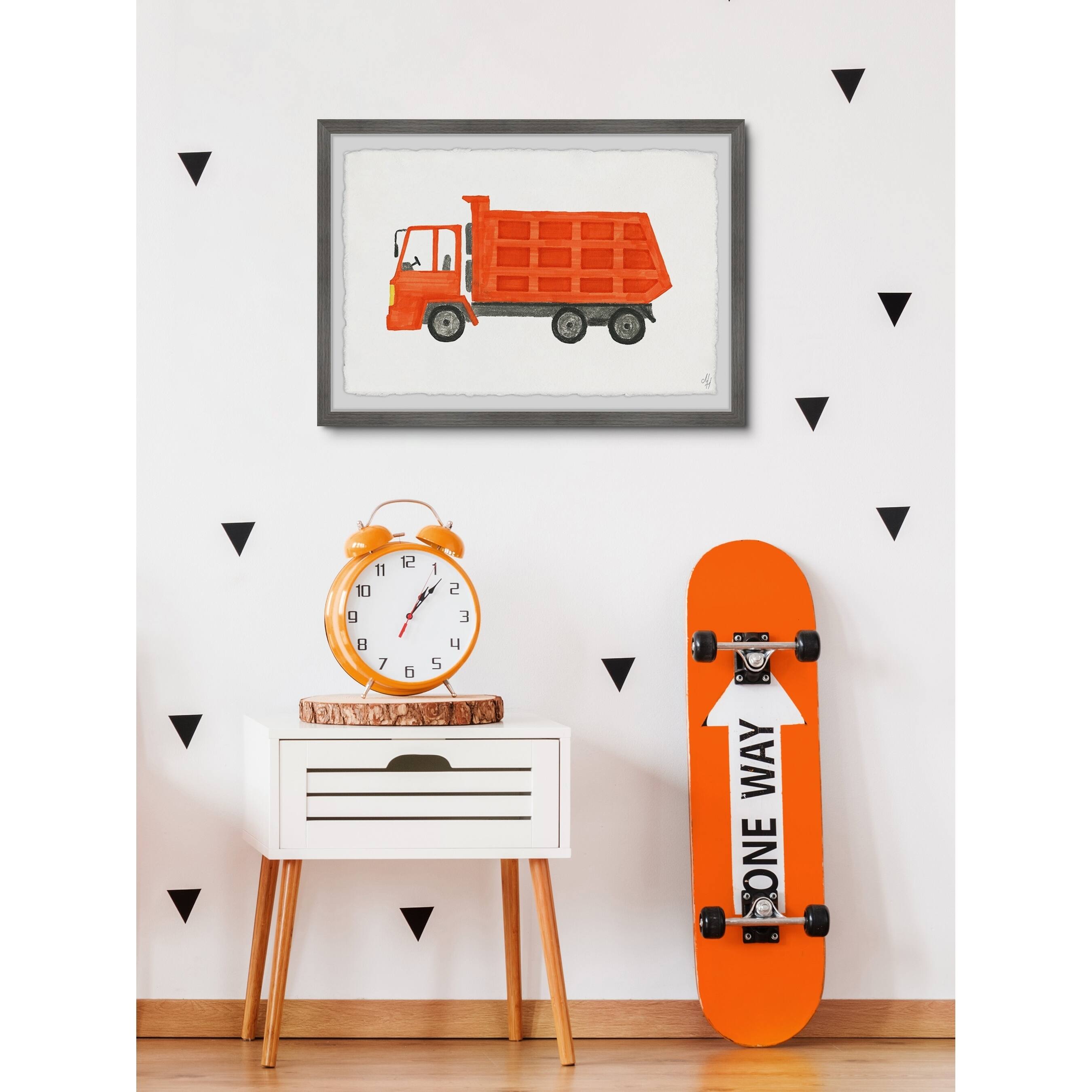 Marmont Hill - Handmade Orange Dump Truck Framed Print - Bed Bath ...