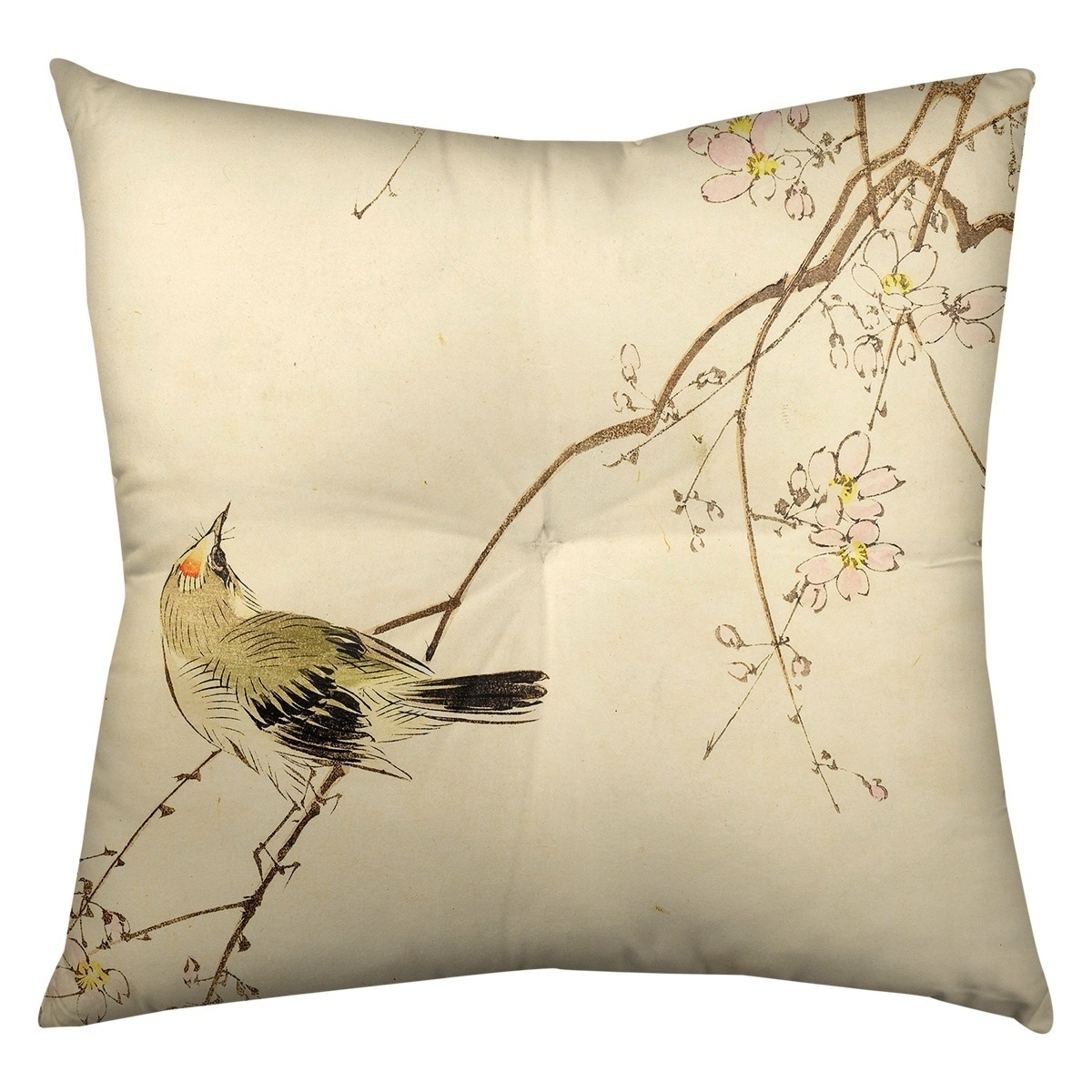 Keito Sato Vintage Japanese Bird And Blossoms Watercolor Floor Pillow Square Tufted Overstock 27500369