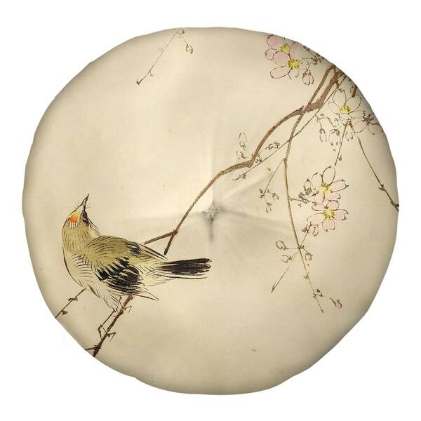 Keito Sato Vintage Japanese Bird And Blossoms Watercolor Floor Pillow Square Tufted Overstock 27500369
