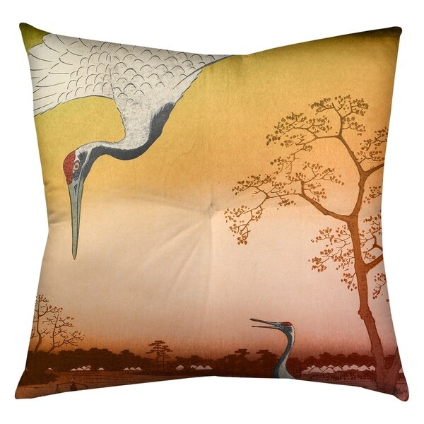 Utagawa Hiroshige Japanese Cranes in Orange Floor Pillow - Square Tufted. Opens flyout.
