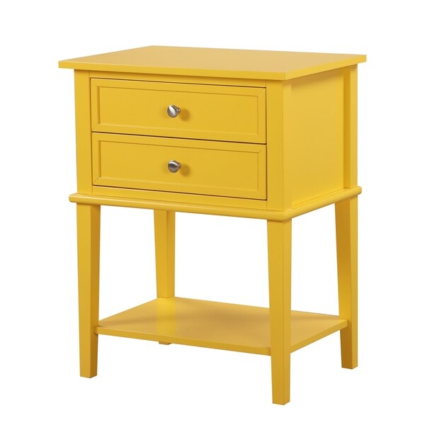LYKE Home 2-Drawer Yellow Nightstand
