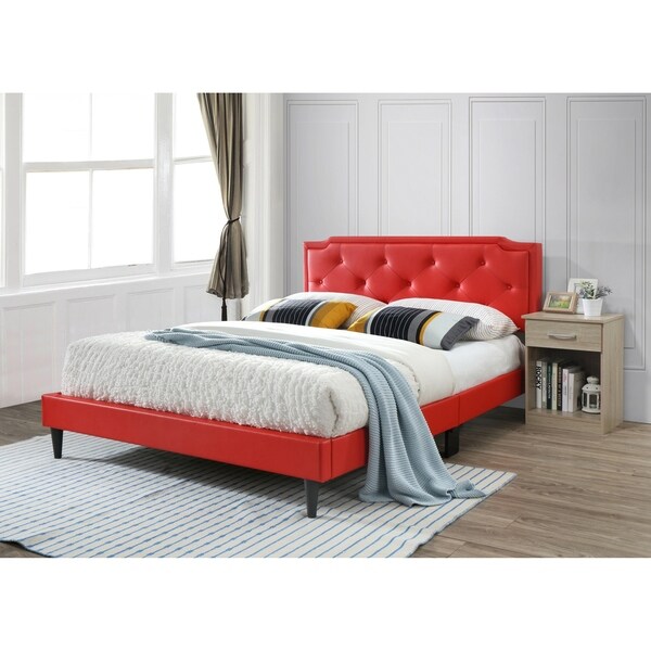 LYKE Home Delran Red Faux Leather Twin Bed