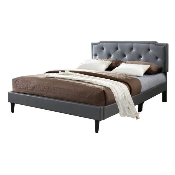 LYKE Home Delran Gray Faux Leather Full Bed - On Sale - Overstock ...