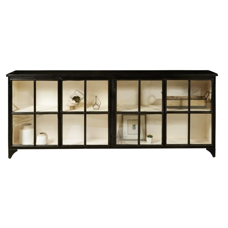 Shop Matte Black Iron Metal Finish Four Door Industrial Console