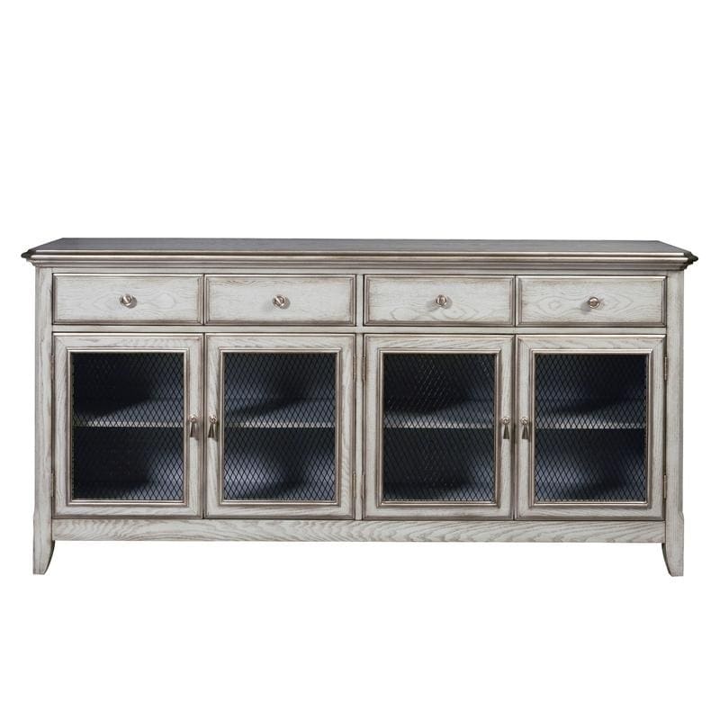 Overstock Cream Finish Four Door and Four Drawer Credenza Console Chest - 17 x 72 x 36.75 (Cream)