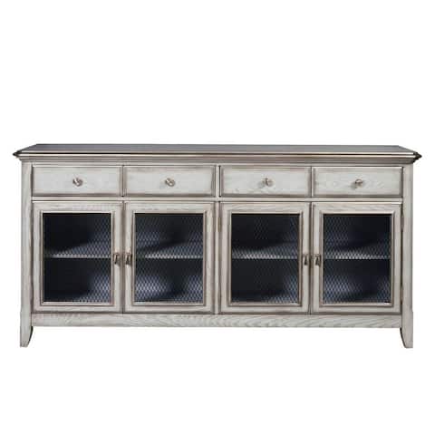 Cream Finish Four Door and Four Drawer Credenza Console Chest - 17 x 72 x 36.75