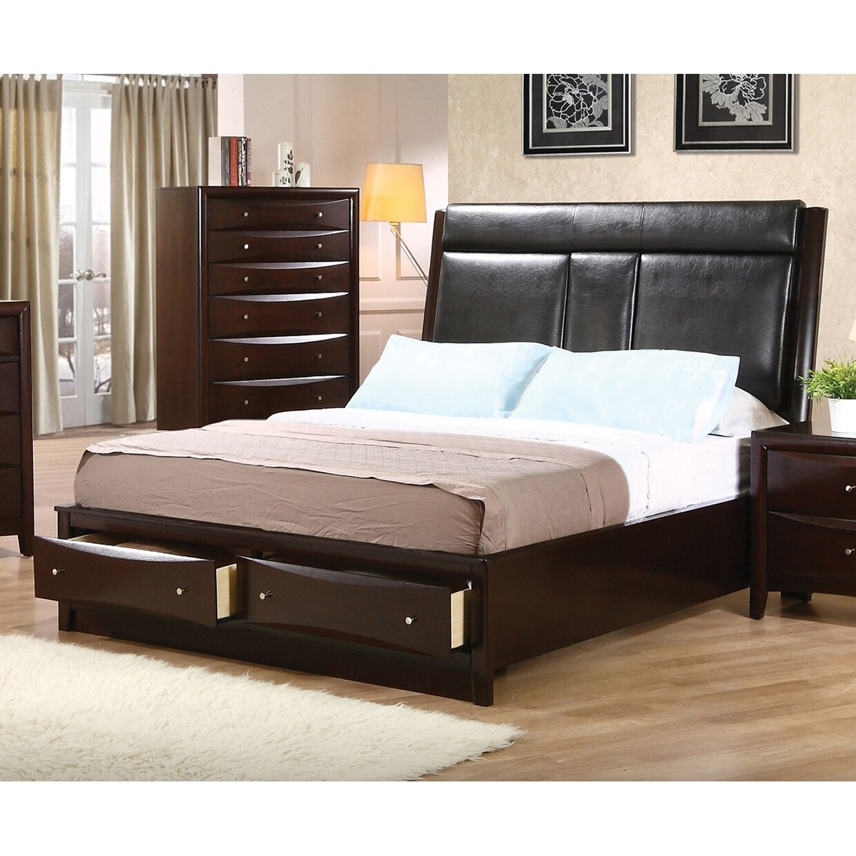 Shop Entrepreneur Cappuccino Faux Leather Bed With Storage Free