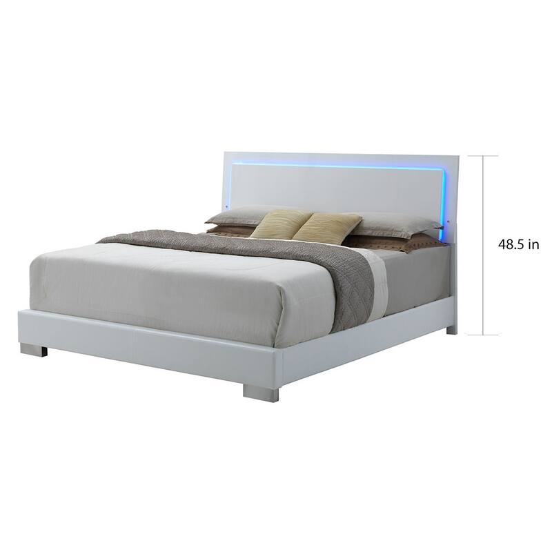 Strick & Bolton Nash Glossy White Panel Bed with LED Lights