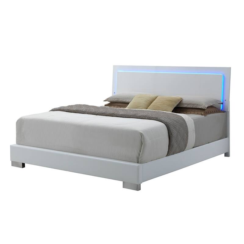 Strick & Bolton Nash Glossy White Panel Bed with LED Lights