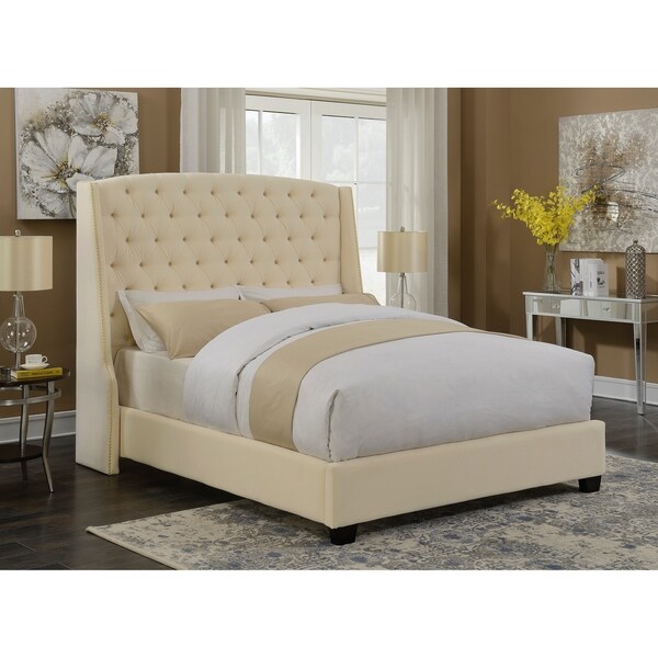 Shop Linnea Champagne Upholstered Bed - Free Shipping Today - Overstock ...