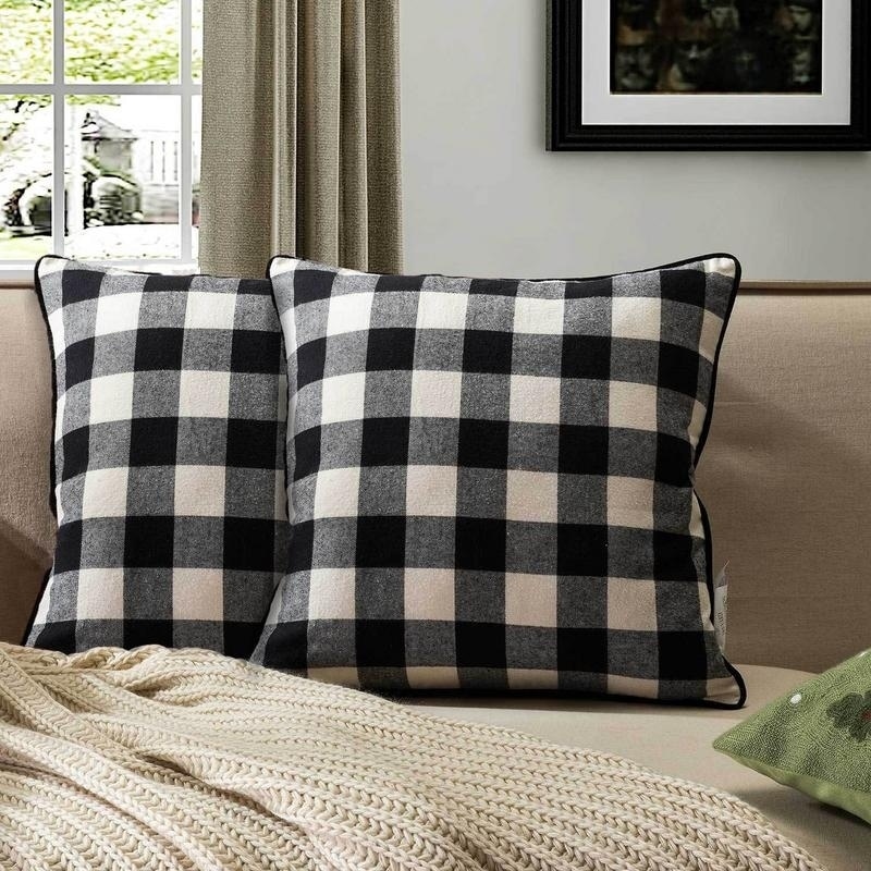 Buffalo Check Plaid Throw Pillow(Set of 2) Black/White 18