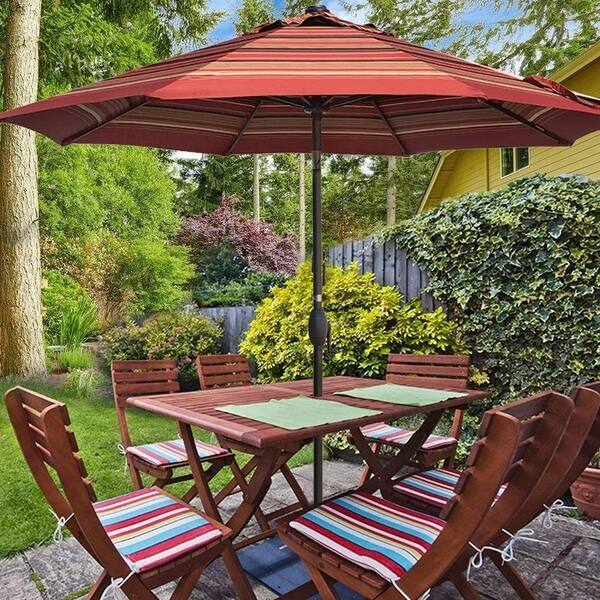 9 ft auto tilt round patio umbrella 9ft Patio Umbrella Round Market Umbrella with Auto Tilt and Crank - Bed  Bath & Beyond