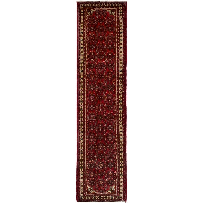 eCarpetGallery Hand-knotted Hosseinabad Red Wool Rug - 2'6 x 9'9