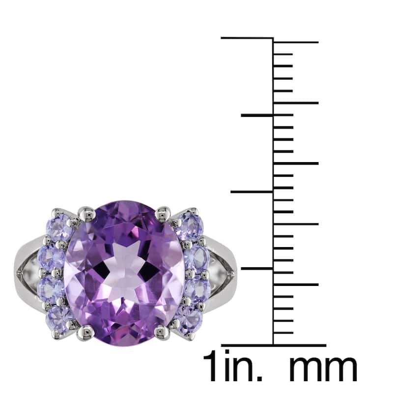 Miadora Sterling Silver Amethyst and Tanzanite Ring