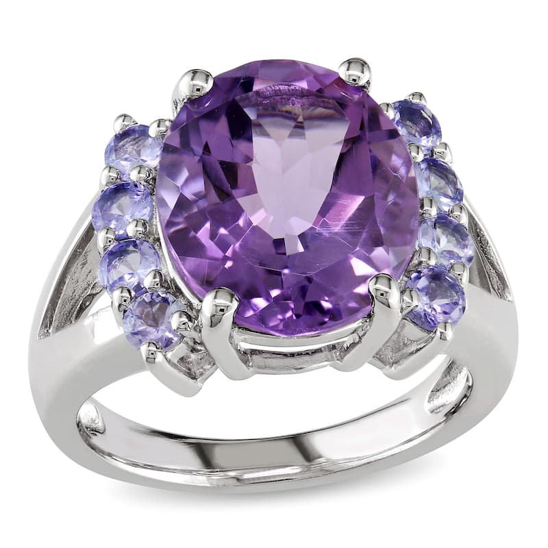 Miadora Sterling Silver Amethyst and Tanzanite Ring