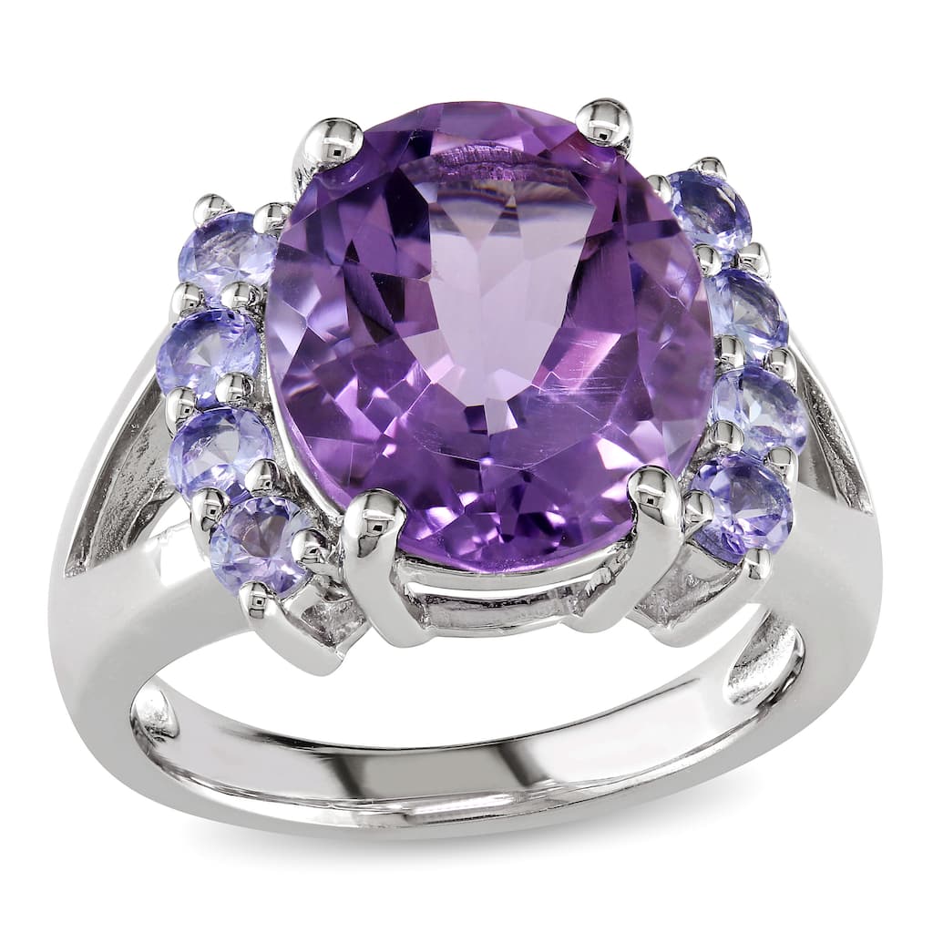 Miadora Sterling Silver Amethyst and Tanzanite Ring