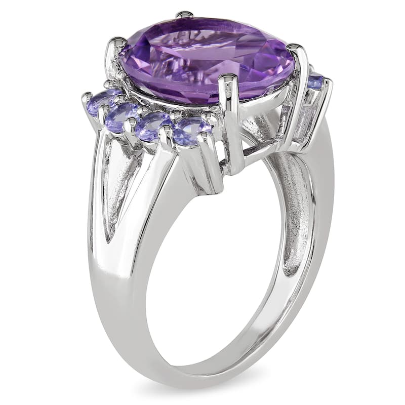 Miadora Sterling Silver Amethyst and Tanzanite Ring