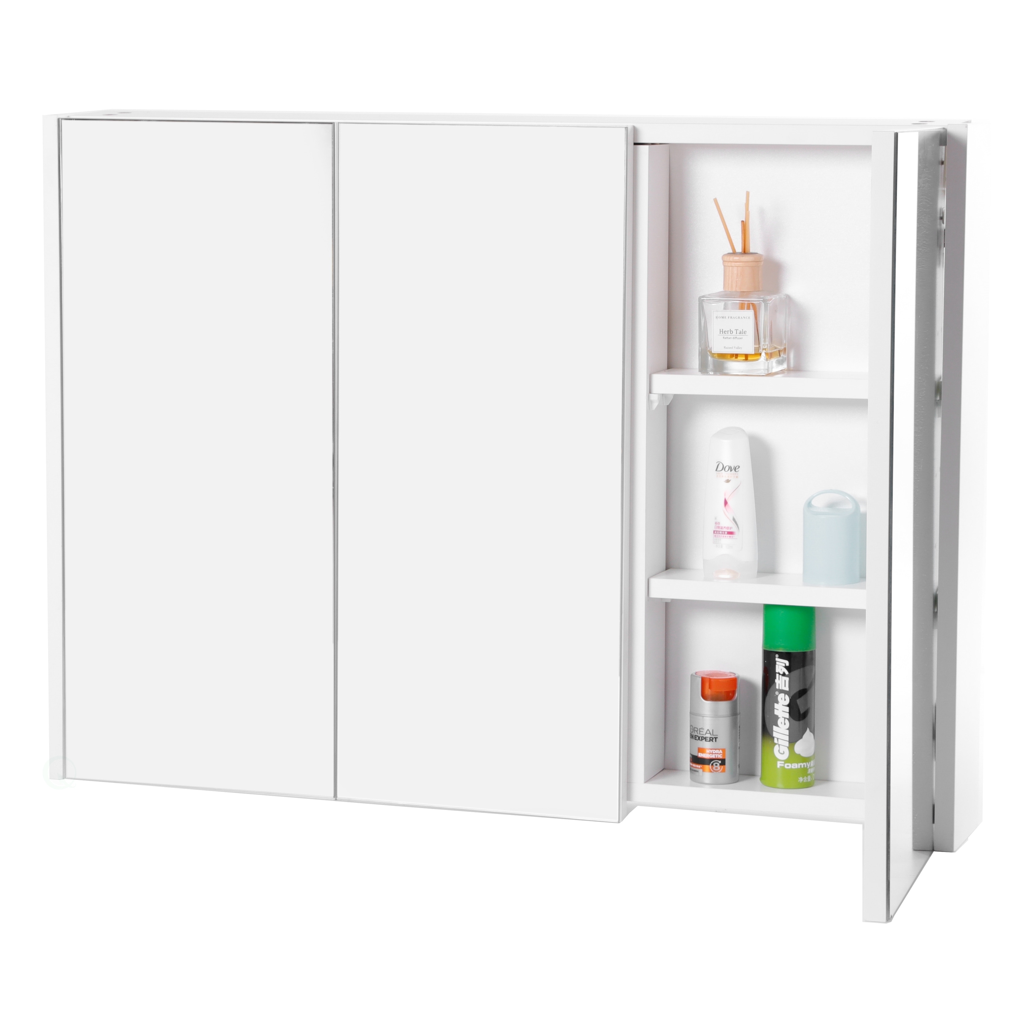 Shop 3 Shelves White Wall Mounted Bathroom Mirrored Door Vanity