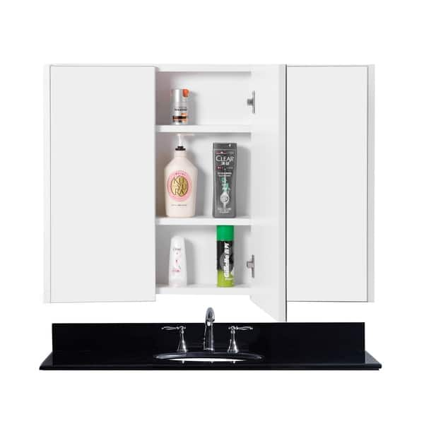 Shop 3 Shelves White Wall Mounted Bathroom Mirrored Door Vanity