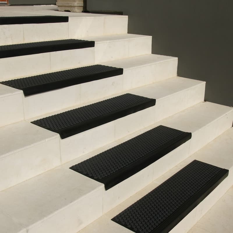 Rubber-Cal "Coin-Grip Commercial (Grit)" Step Mat - 10" x 36" - 6 Pack - 10"X36"
