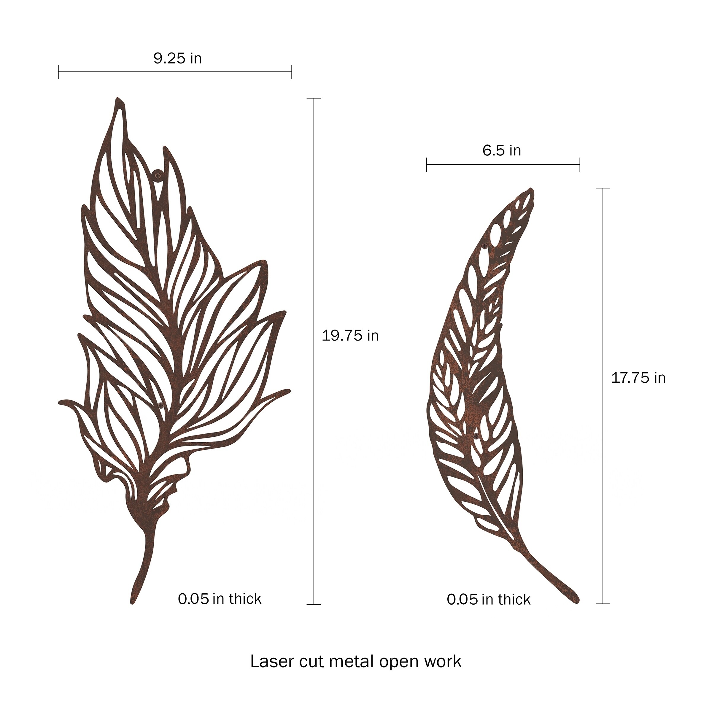 Wall Decor Set Of 2 Metal Feather Hanging Contemporary Wall Art For Living Room Bedroom Kitchen By Lavish Home Brown Overstock 27536852