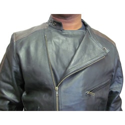 Amerileather Men's Dual Leather Stripe Motorcycle Jacket Amerileather Jackets