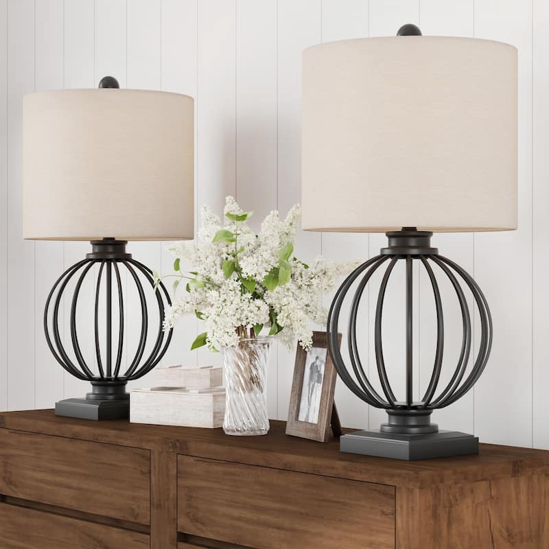 Wrought Iron Open Cage Orb Light Table Lamps (Set of 2) by Lavish Home ...