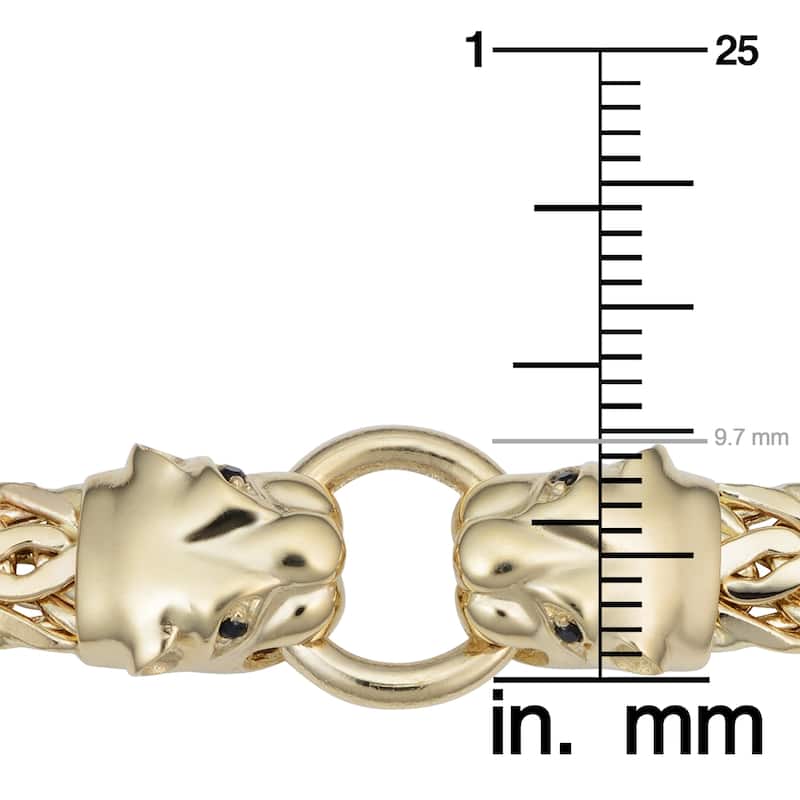 14k Yellow Gold 9.7 millimeters Panther Head Byzantine Bracelet (7.75 inches)