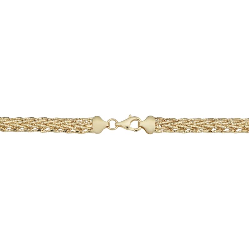14k Yellow Gold 5.8 millimeters Diamond-cut Weave Bracelet (7.5 inches)