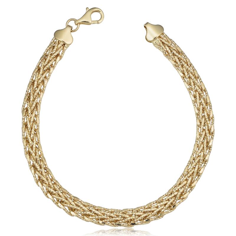 14k Yellow Gold 5.8 millimeters Diamond-cut Weave Bracelet (7.5 inches)