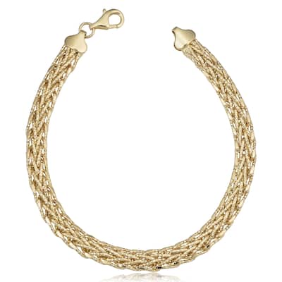 14k Yellow Gold 5.8 millimeters Diamond-cut Weave Bracelet (7.5 inches)