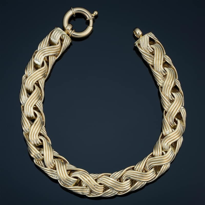14k Yellow Gold 9.8 millimeters Braided Bracelet (7.5 inches)