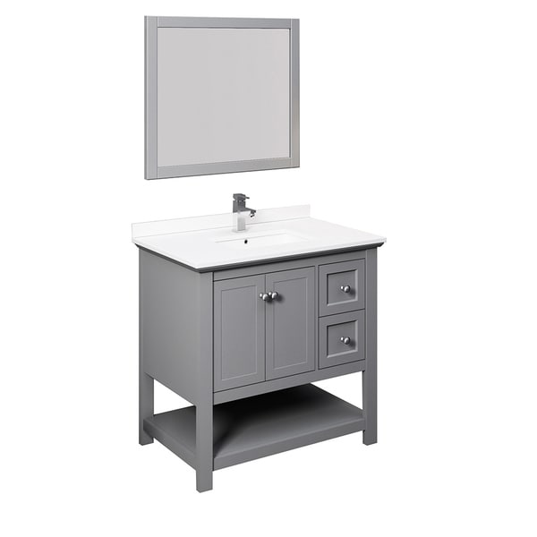 Fresca Manchester 36" Gray Traditional Bathroom Vanity w/ Mirror