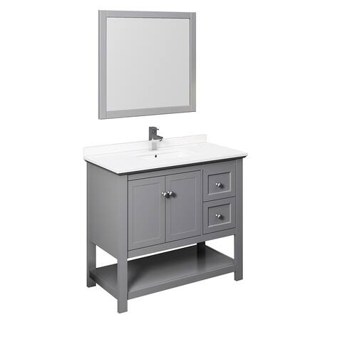 Fresca Manchester 40" Gray Traditional Bathroom Vanity w/ Mirror