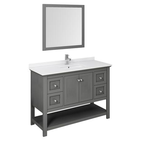 Fresca Manchester Regal 48" Gray Wood Veneer Traditional Bathroom Vanity w/ Mirror