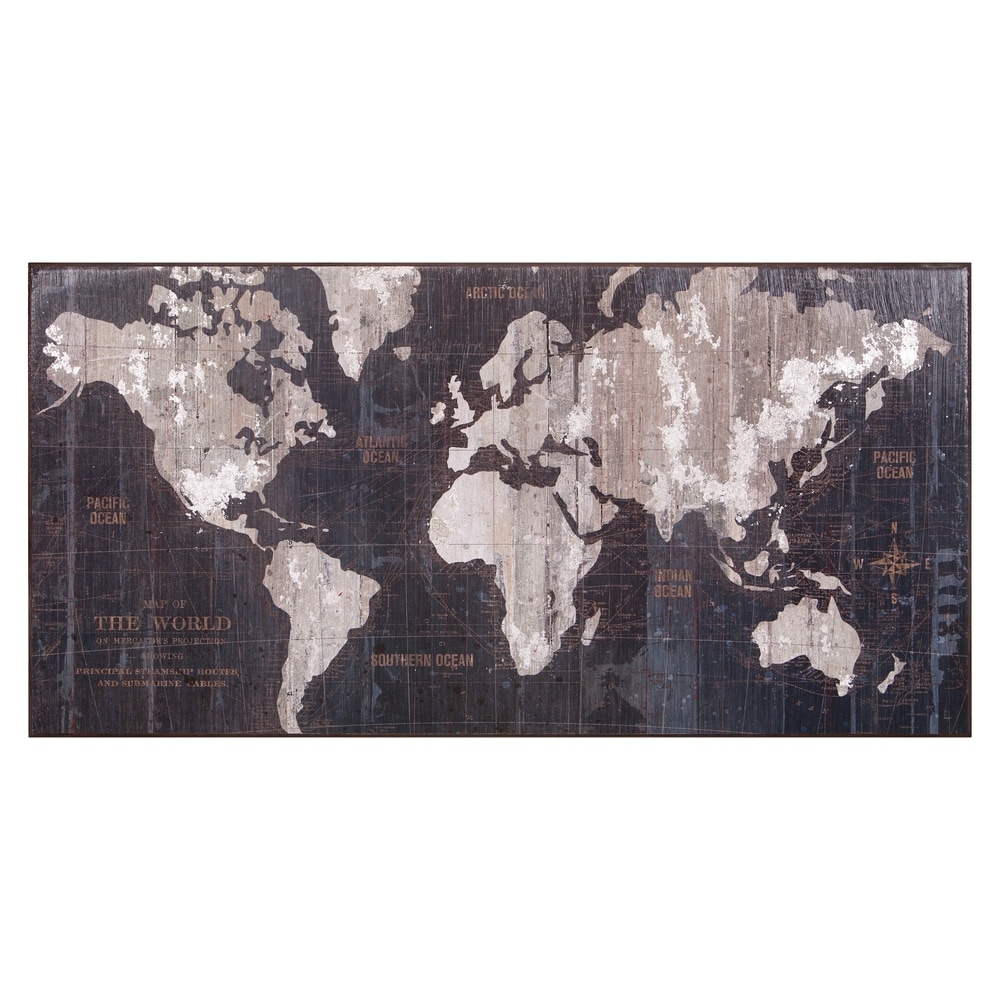 World Map Print Wall Art Pastel World Map Wall Decor Silver Golden