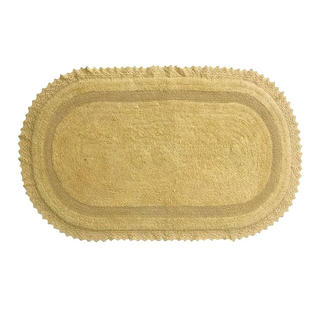 Auburn Absorbent Cotton Machine Washable, Reversible Bath Rug - Yellow