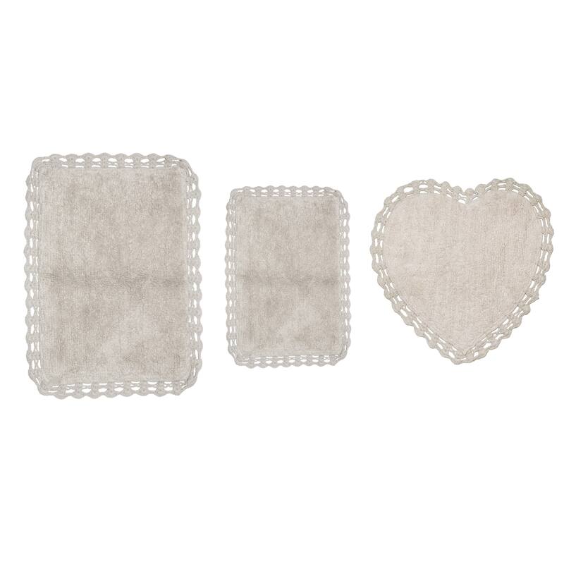 Hudson Absorbent Cotton 3 Piece Set Machine Washable Bath Rug - Ivory