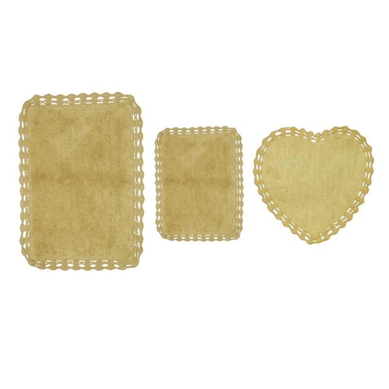 Hudson Absorbent Cotton 3 Piece Set Machine Washable Bath Rug - Yellow