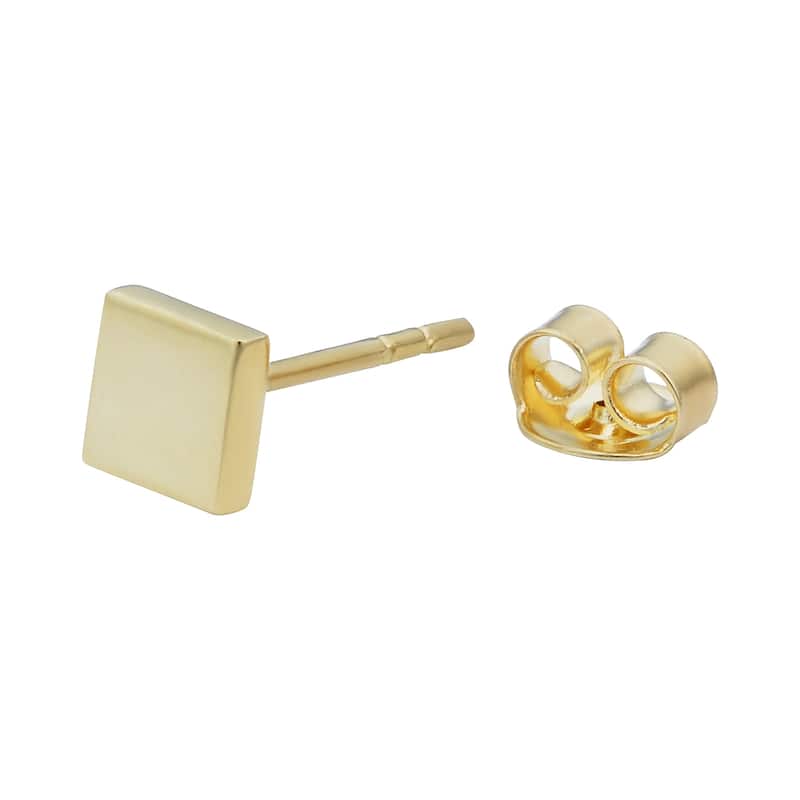 14k Yellow Gold Square Stud Earrings