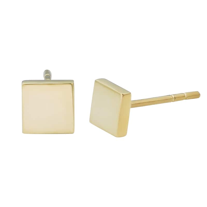 14k Yellow Gold Square Stud Earrings