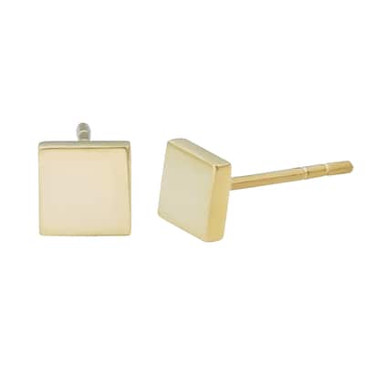 14k Yellow Gold Square Stud Earrings