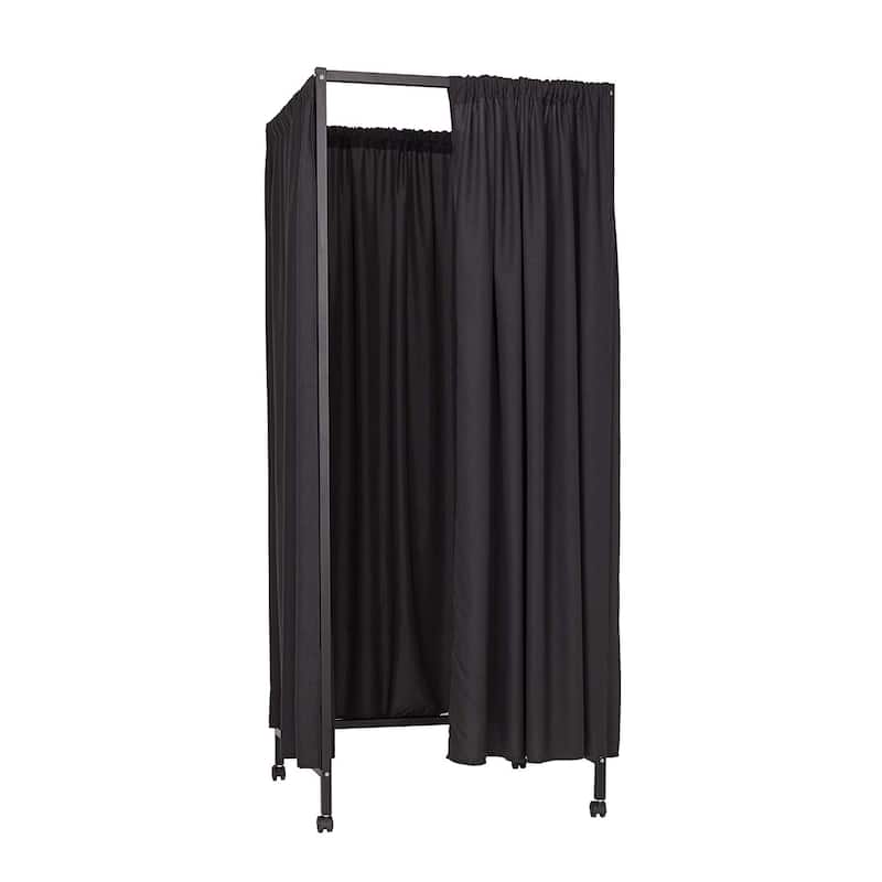 Don't Look At Me - Portable Changing Room Divider - Black Frame with Blackout Fabric and Casters
