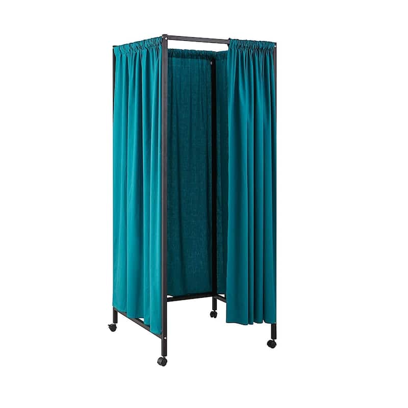 Don't Look At Me - Portable Changing Room Divider - Black Frame with Cotton Fabric and Casters